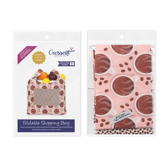 Crosscut Sewing Co.&reg; Foldable Shopping Bag Sewing Kit - Beginner Sewing Project Kit Coffee {2}