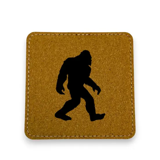 Coaster - Bigfoot Sasquatch - SET OF 2 - Leather or Stitched Cork Dark Brown/Black {4}