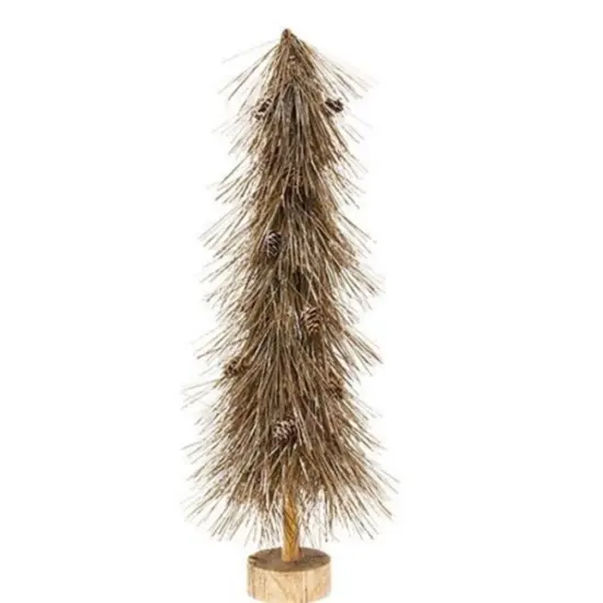 Sparkle Bottle Brush Tree With Pine Cones On Base 21" {1}
