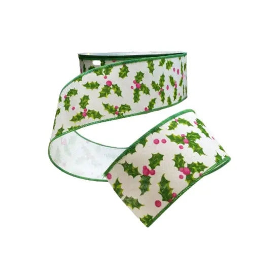 2.5" Holly Ribbon: Red & Green (25 Yards) {2}