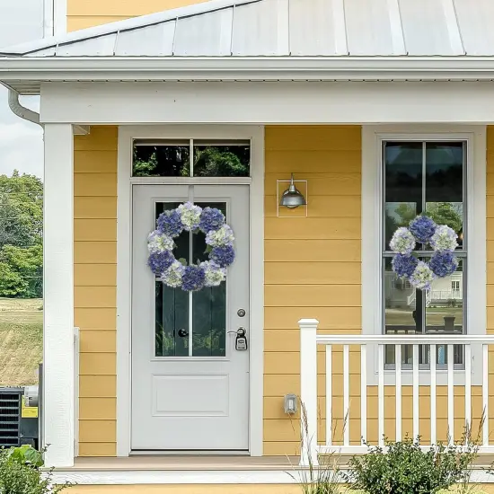 2-Pack: Mixed Blue Hydrangea Wreath with Grapevine Ring, Floral Home by Artificial Flowers {2}