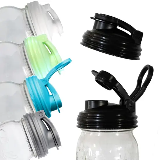 reCAP Mason Jar Pour Lid with Foldout Carry Loop, Regular Mouth with Leak-Proof Seal, USA Made {2}