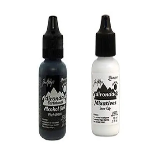 Ranger Tim Holtz Adirondack Alchol Ink & Mixative Pitch Black and Snow Cap White TIM34049 {1}