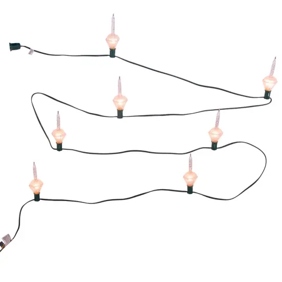 Kurt Adler 7-Light Silver Glitter Diamond Bubble Light Set {1}