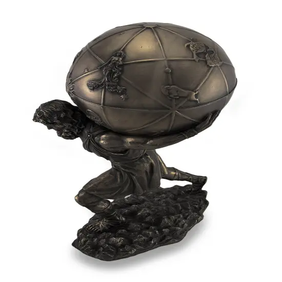 Bronzed Atlas Holding Up Celestial Sphere Statue/Storage Box {3}