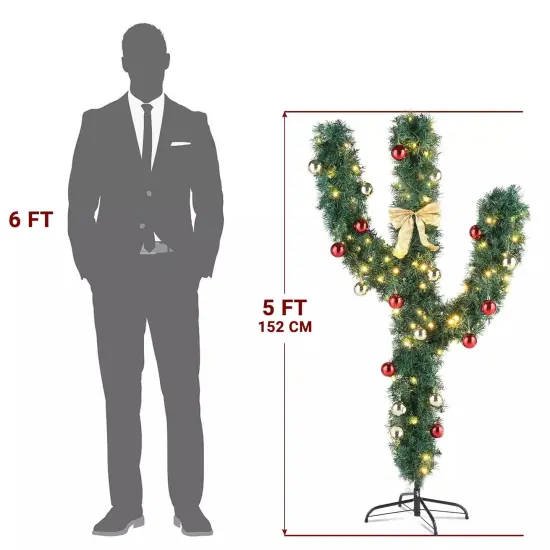 Kitcheniva 5 Ft Pre-Lit Cactus Artificial Christmas Tree Decor With LED Light {3}