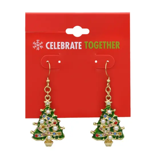 Christmas Tree Earring Gold Festive Womans Earrings {3}