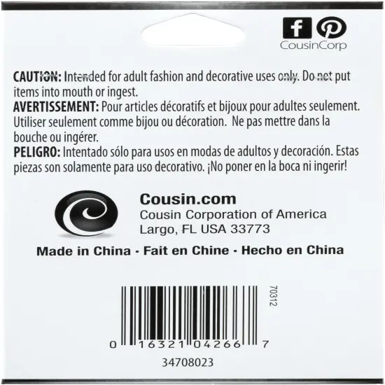 CousinDIY Jewelry Basics Metal Accent 1/Pkg-Silver & Clear Cross {4}