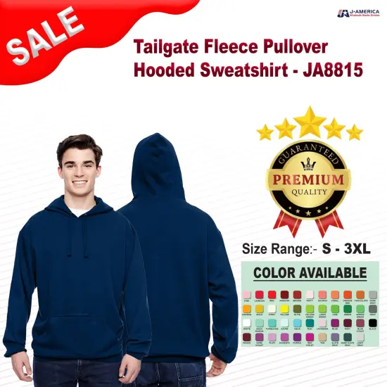 J America&reg; Tailgate Fleece Pullover Hooded Sweatshirt CHARCOAL HEATHER {2}