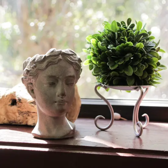 Set of 2 Weathered Gray Greek Lady Statue Wall Mount Cement Head Planter 6 Inch {6}