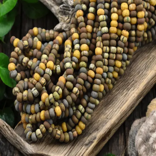 4/0 Aged Matte Caribbean Striped Picasso Seed Bead Mix (21" Strand) (21" Strand) {3}