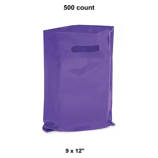 9 x 12" Die Cut Handle Bags Purple {1}