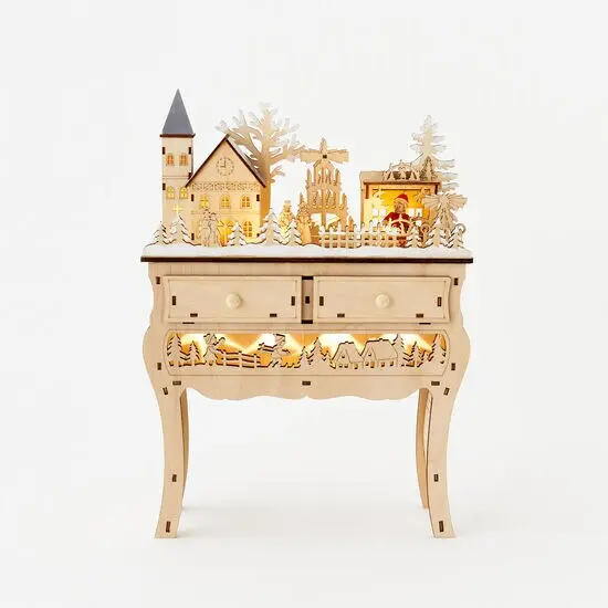 Bavarian Christmas Village - Bavarian Wooden Village Scene on Table {1}