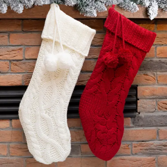 Set of 2 Knitted Polyester Christmas Decoration(Stocking & Tree Skirt) Stocking&Tree Skirt {11}