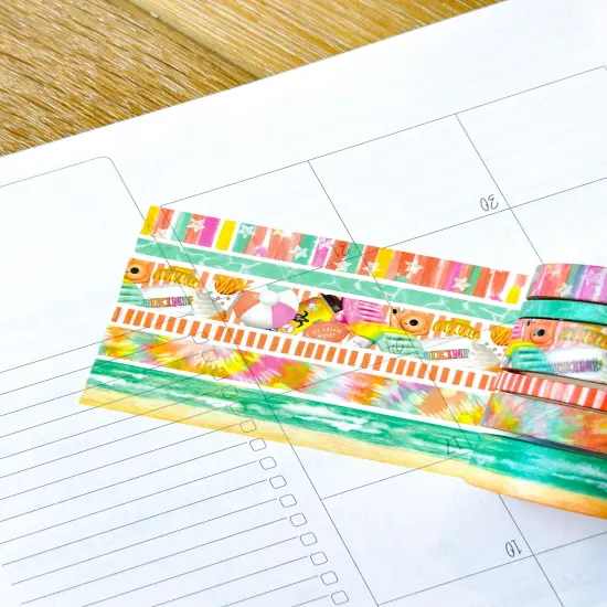 Beach Ocean Bright Colors Summer Stars Tye Dye Washi Tape Set August 2024 - W114 {5}