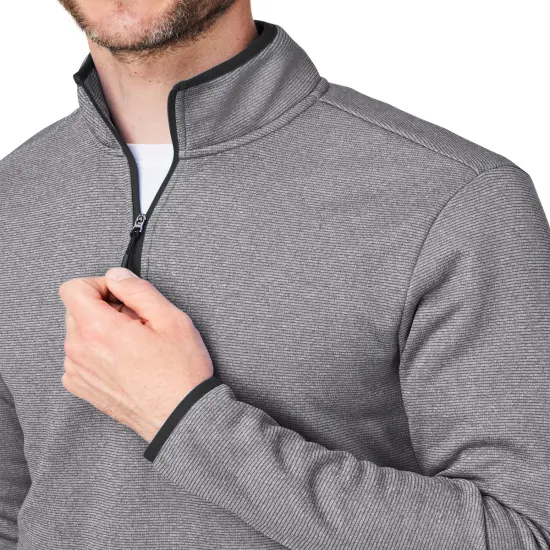 CORE365&reg; Men's Venture Heathered Stripe Quarter Zip BLACK/WHITE {4}