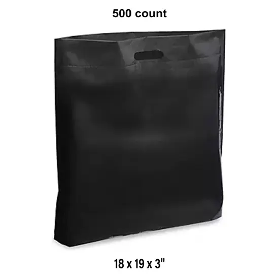 Strong Reusable Die Cut Handle Bags for 18 x 19 x 3" Black {1}