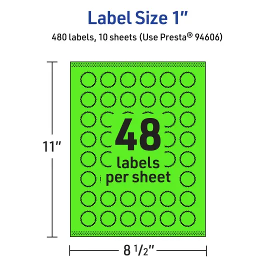Avery Neon Green Paper Labels, 1" Starburst {11}
