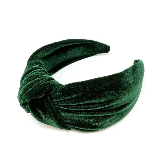 Wrapables Wide Knotted Velvet Headbands, Top Knot Velvet Headbands for Women and Girls, Dark Green {2}
