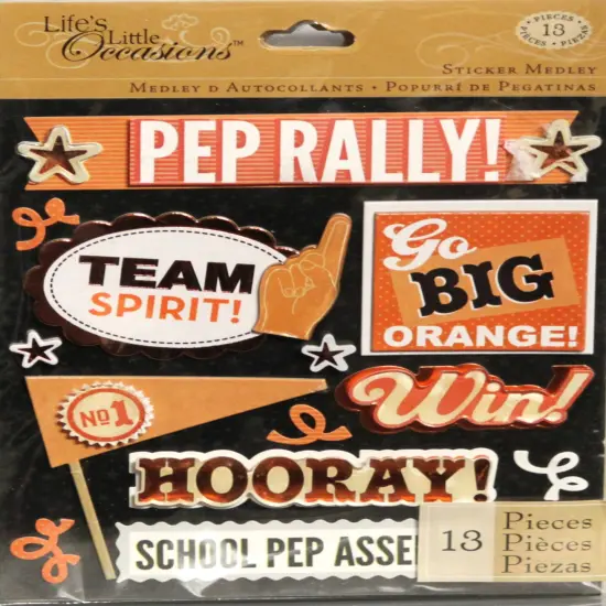 K & Company Life's Little Occasions Orange Pep Rally Dimensional Sticker Medley {1}