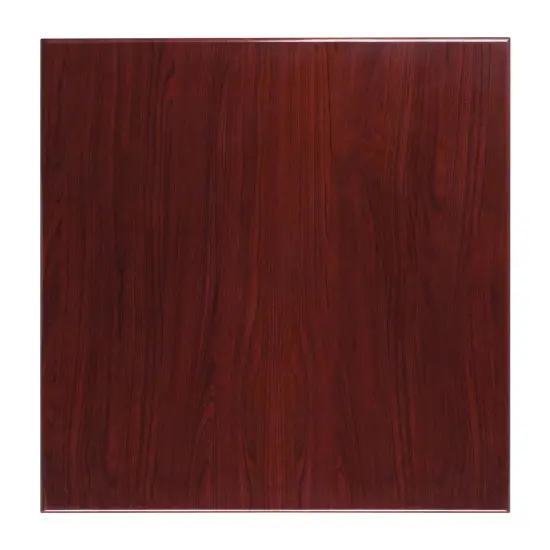 Emma and Oliver 36" Square High-Gloss Resin Table Top with 2" Thick Drop-Lip Mahogany {1}
