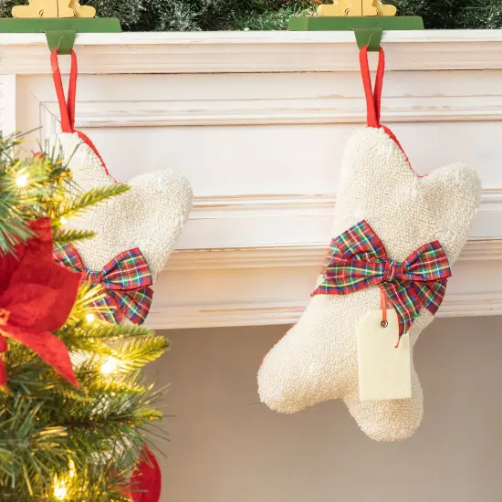 Set of 2 12.50"L Bone Shape Hooked Stockings 2pk Hooked Stocking {8}