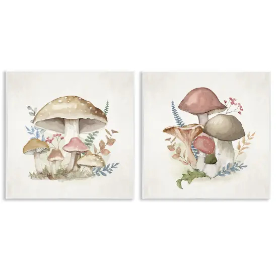 Stupell Industries Pastel Blooming Mushrooms 2pc Wall Plaque Set Design by Mollie B. {1}