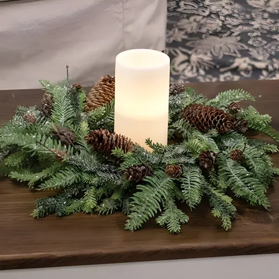 Glittering Millwood Pine Wreath with Rustic Pinecones for Winter Decor {2}