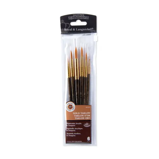 RSET-9167 | 6pc Golden Taklon Round Brush Set {1}