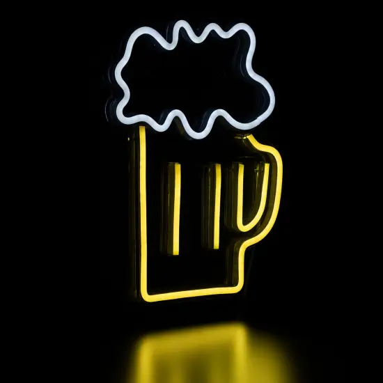 Northlight LED Beer Mug Neon Lighted Wall Art - 13" Yellow {6}