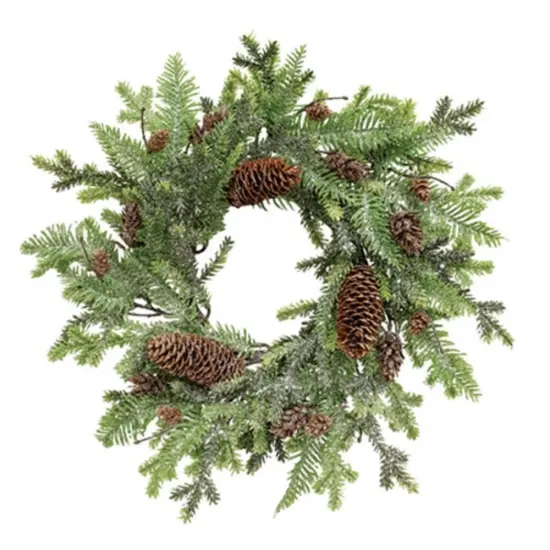 Glittering Millwood Pine Wreath with Rustic Pinecones for Winter Decor {1}