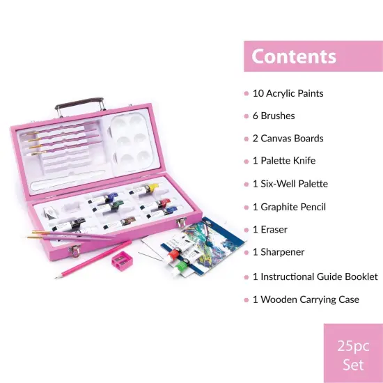PA-ACR3000 | Pink Art&trade; 25pc Beginner's Acrylic Painting Travel Art Set {4}
