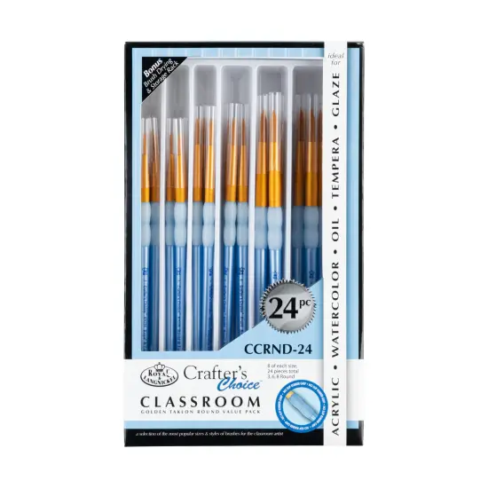 RCVP-CCRND-24 | Crafter's Choice™ Gold Taklon 24pc Round Brush Assortment {1}
