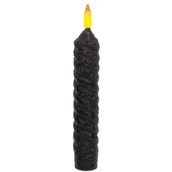 Black Vintage Twist Flicker Flame Timer Taper Candle {1}
