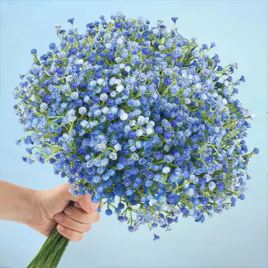 Babys Breath Artificial Flowers Bulk, 10Pcs Fake Gypsophila Bouquet Flowers Real Touch Faux Babies Breath Arrangement for Wedding Floral Party Home Centerpieces Vase Decoration, Blue {1}