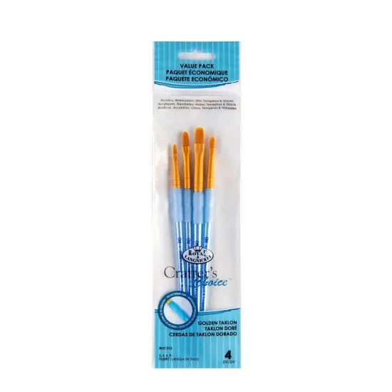 RCC 213 | Crafter's Choice&trade; 4pc Golden Taklon Filbert Brush Set {1}
