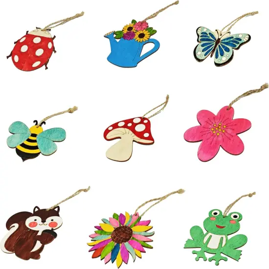 54 Pcs Wooden Spring Ornaments to Paint {3}