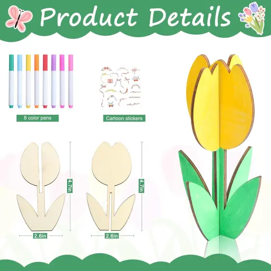 12 Pack Wood Tulips to Paint {2}