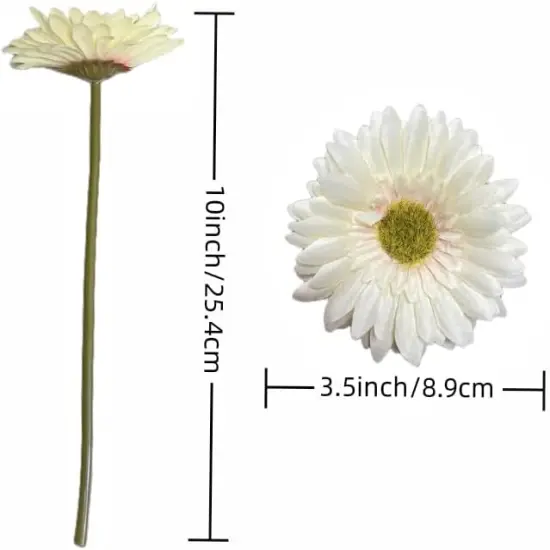 10PCS Artificial Daisy Artificial Flowers Gerbera Daisy Silk Flowers Faux Daisy Faux Flower for Party Home Kitchen Garden Wedding Decor(Cream White) {3}