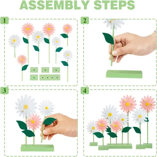 Summer Felt Pink White Daisy Decorations Boho Daisy Standing Tabletop Decorations Daisy Centerpieces Valentine's Day Girl Girlfriend Gift {3}