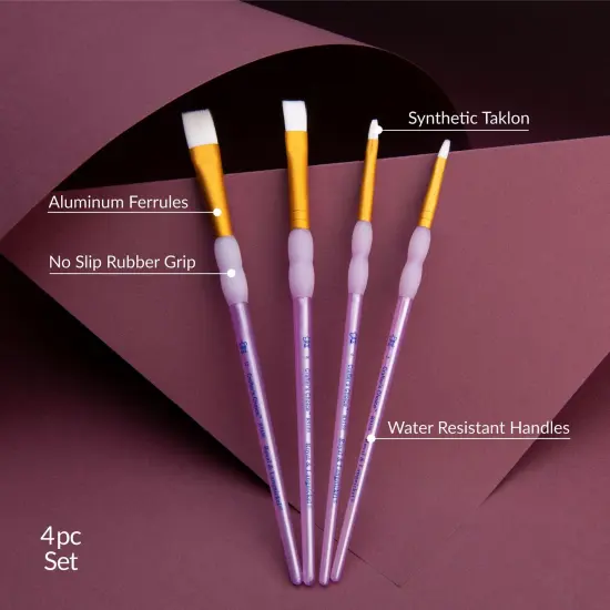 RCC 221 | Crafter's Choice&trade; 4pc White Taklon Shader Brush Set {4}