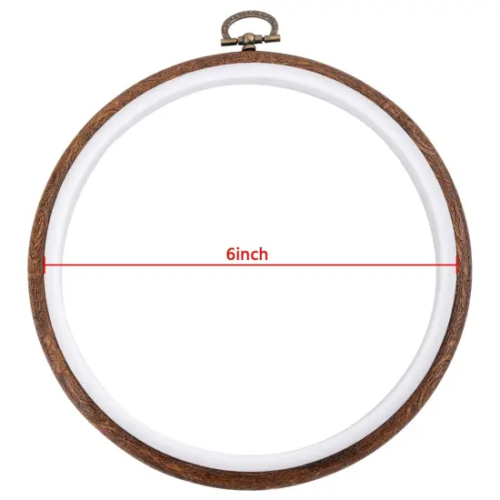 joybest 4 Pieces 6 Inch Round Embroidery Hoops Display Frame Circle, Cross Stitch Hoop Ring Imitated Wood Embroidery Kits for Art Craft Sewing and Christmas Ornaments {6}