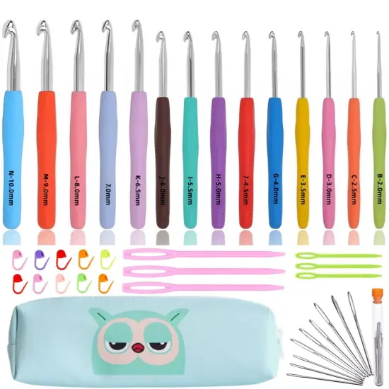 Crochet Hook Set,14 Sizes Crochet Hooks for Arthritic Hands,Crochet Hooks Ergonomic Soft Grip with Case,Crochet Needles(Size B-Size N) {1}