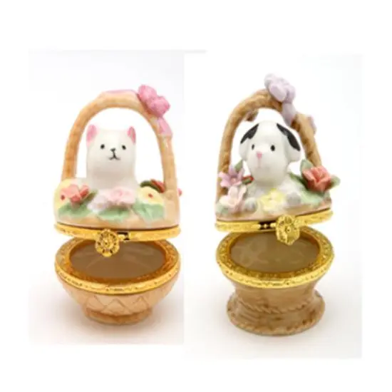 Ceramic Puppy and Kitten Hinge Boxes, Gift for Dog or Cat Lover, Home Decor, Pet Loss Gift {3}