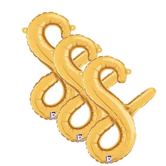 Betallic&reg; 14 inch Script Letter S Gold Air Fill Only {6}