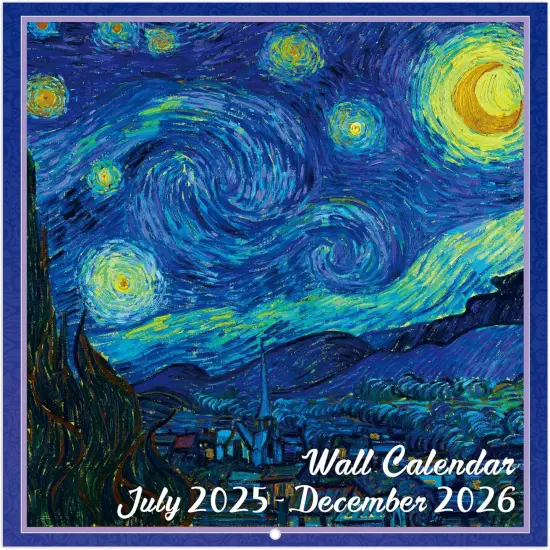 Wall Calendar 2025-2026 - Calendar 2025-2026, 18-Month Monthly Wall Calendar 2025-2026 from Jul. 2025 - Dec. 2026, 12" x 24" (Open), Unruled Blocks - Art Paintings {6}