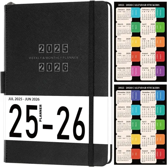 2025-2026 Planner - Academic Planner 2025-2026, 12-Months 25-26 Planners Weekly and Monthly, Jul. 2025 - Jun. 2026, 5.75" x 8.25", Saffiano Leather with Thick Paper, Back Pocket with 40 Notes Pages {1}