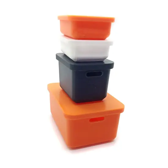 Miniature Storage Containers for 1:12 Scale Dollhouses, 4 pc, Halloween Colors Tote Boxes, Adorabilities {3}