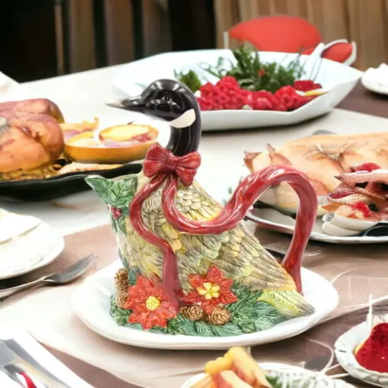 Ceramic Christmas Goose Pitcher, Home D&eacute;cor, Gift for Her, Gift for Mom, Farmhouse Kitchen D&eacute;cor, Christmas D&eacute;cor {1}