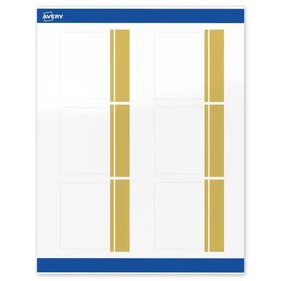 Avery Printable Square Labels, Gold Double-Dipped Edge, 3" x 3", Glossy White Square Labels, Permanent, Laser/Inkjet, 60ct, Great for Product Labels {1}